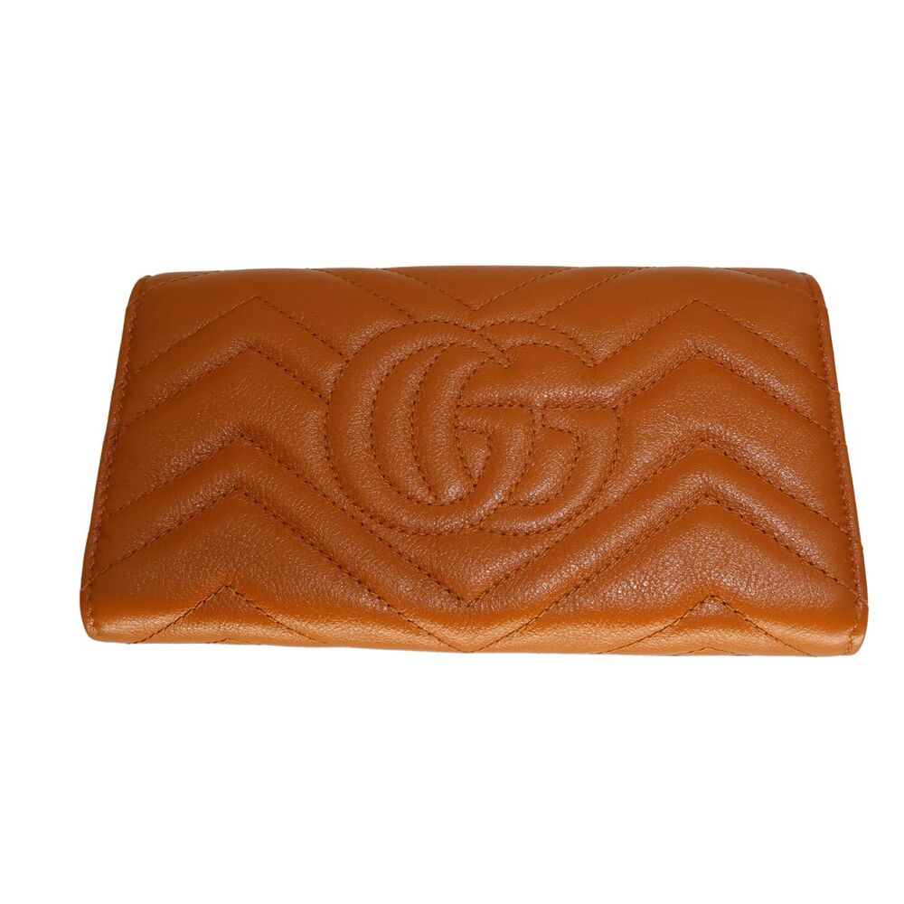 Gucci Calfskin Matelasse GG Marmont Continental Wallet Cognac Brown Women's - Picture 4 of 8